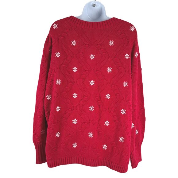 Talbots Embroidered Bobble Cardigan Sweater 2X Red White Snowflake NWT CJ-2048 - Picture 5 of 9